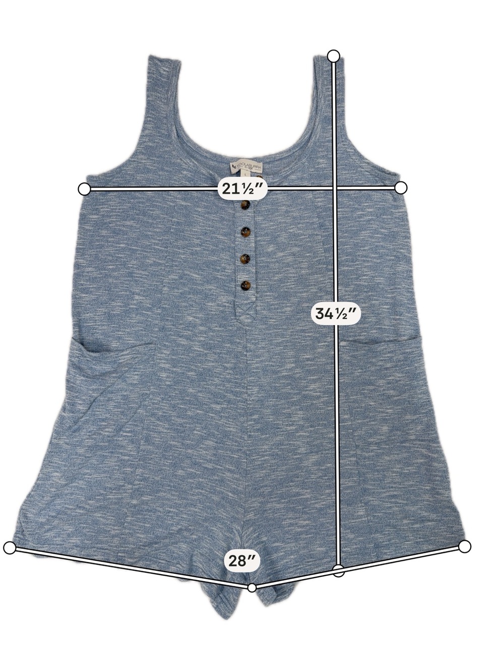 Koolaburra Light Blue Heathered Knit Romper- L - Picture 3 of 5